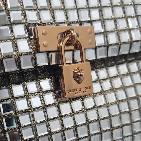 Kurt Geiger Metallic Grid Shoulder Bag W/Dust Bag NWT - Picture 14 of 16